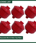 Six Pack Disposable Mini Air Water Filters For Spray Guns With One Quarter Inch Threads ABS Material Moisture Trap