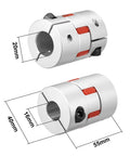 Beefy Flexible Shaft Coupling 16mm To 20mm Bore For Servo And Stepper Motors, 55mm Length, 40mm Diameter, Vibration Damping And Misalignment Tolerance, Heavy Duty Power Transmission Joint shown with 16mm and 20mm bores