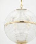 Straight Killer One Light Ceiling Pendant With Distressed Bronze Brass Frame And Textured Glass Dome close-up view showing glass and frame details.