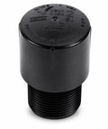 Kickass 1.5 Inch Male Threaded Air Admittance Valve For RV Secondary Venting With Rock Solid Spring Mechanism And Schedule 40 ABS Compatibility For Slick Camp Rigs And Mobile Plumbing Projects, showcasing a threaded black ABS valve.
