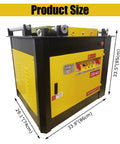 Hella Heavy Duty Automatic Rebar Bender 220V Electric Steel Bar Bending Machine Featuring Knockout 0 To 180 Degree Adjustable Angle dimensions 33.5 x 29.1 x 33.9 inches