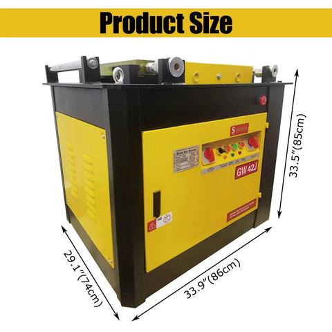 Hella Heavy Duty Automatic Rebar Bender 220V Electric Steel Bar Bending Machine Featuring Knockout 0 To 180 Degree Adjustable Angle dimensions 33.5 x 29.1 x 33.9 inches