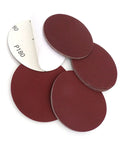 Top Notch 5 Inch Hook And Loop Sanding Discs With Red Grit For Electric Polishers Hand Sanders Woodworking Furniture Dry Sanding Heavy Duty Silicon Carbide Performance stacked on a white background.