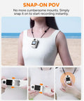 Woman wearing C400 Vlogging Camera For YouTube And Social Vlogs, 4K Ultra HD Image Quality, 64GB Storage, 7H Battery Life, 6-Axis Stabilization