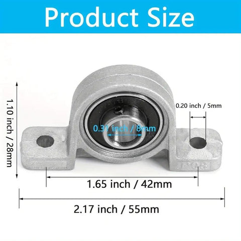 4 Pack Pillow Block Bearings 8mm ID Self Aligning Zinc Aluminum Alloy Flange Mount Support For T8 Lead Screws Low Noise Durable For 3D Printers CNC Silver