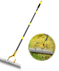 Thatch Rake For Lawns 15 Inch Dethatcher With Heavy Duty Steel Tines Removes Dead Grass And Thatch Improves Aeration And Soil Health