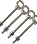 Beefy M8 Stainless Steel Shoulder Eye Bolts, 4 Pack, Heavy Duty Eye Bolts With Washers And Nuts, Long Shank, 100mm Thread Length
