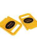 Adjustable Featherboard For Table Saw And Router Table Abs Woodworking Safety Lock 2 Piece Set Anti Kickback Fence Clamp With Hella Sturdy Side Pressure For Zero Drama Precision Cuts Yellow set resting on a white surface.