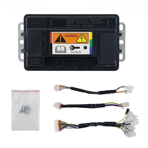 Heavy Duty Programmable Motor Controller 48V 60V 72V 80A For 2000W Electric Scooter And Motorcycle with cables and connectors.