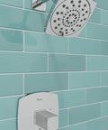 Deckard Brushed Nickel Single Handle Shower Trim Kit With Multi Function Showerhead, Pressure Balance Valve, Dope Modern Square Design