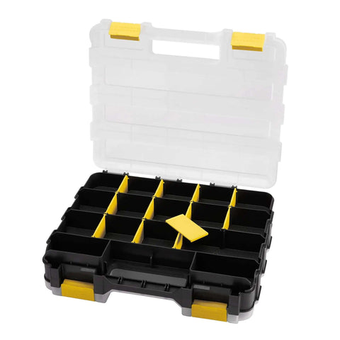 Open Double Sided 34 Compartment Hardware Organizer Box With Removable Dividers Transparent Durable Plastic Case For Nuts