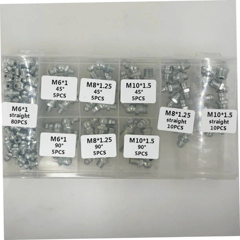 All In One Hydraulic Fittings Replacement Kit With 260 Grease Fittings Nipples And Accessories for Cars and Machinery, box view