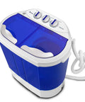 Twin Tub Semi Automatic Washer Engineered For A No Sweat Laundry Day With A Sleek Quiet Motor And Extended Hoses, blue and white design.