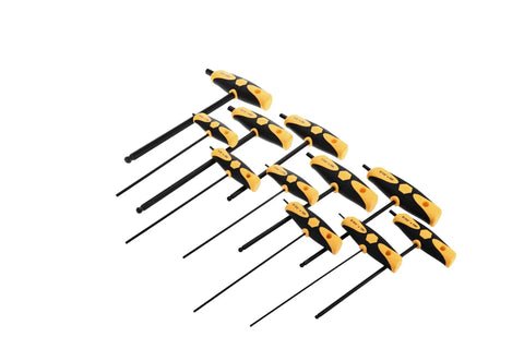 11 Piece Soft Grip T Handle Ball End Hex Set Dual Drive Inches With Hang Hole And Industrial Black Finish, arranged in view