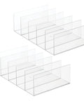 Clear acrylic divided purse organizer for closets and dressers, 5 compartments to stash purses in Lumiere Collection, 2 pack