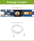 Long Wave Infrared Thermal Imaging Camera Module With 80x62 Pixel Array 45 Degree FOV Shutterless Continuous Thermal Video Stream Type C Port Option Up To 25 FPS 150 mK NETD Hybrid Microbolometer Thermopile Tech For DIY Projects and 1m Dual Type-C Cable Package