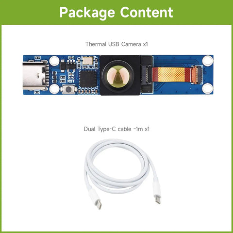 Long Wave Infrared Thermal Imaging Camera Module With 80x62 Pixel Array 45 Degree FOV Shutterless Continuous Thermal Video Stream Type C Port Option Up To 25 FPS 150 mK NETD Hybrid Microbolometer Thermopile Tech For DIY Projects and 1m Dual Type-C Cable Package