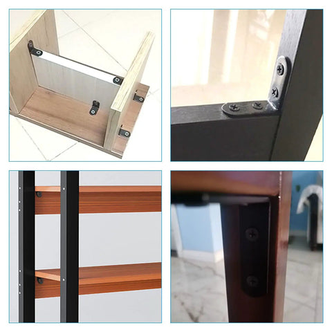 Heavy Duty Stainless Steel L Brackets Corner Brace Kit Right Angle Furniture Joint Reinforcement Hardware in use for support.