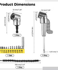Super Cool 105 Degree Right Angle Drill Adapter Kit With Dual Attachments Flex Extender And Spiffy 12-In-1 Screwdriver Bit Set For Tight Spaces, 300 mm