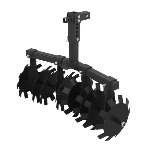 32 Inch Disc Plow Harrow For ATV And UTV With Universal 2 Inch Receiver Mount Heavy Duty Tow Behind Tillage Tool Adjustable Depth