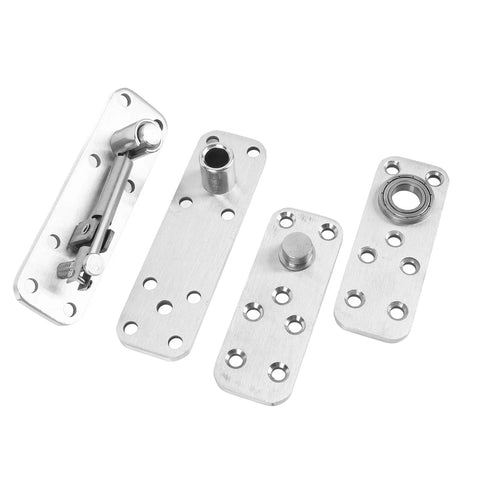 Stainless Steel Concealed Door Hinge 360 Degree Rotation Beefy Heavy Duty with parts and reinforced pivot column for bookshelf doors.