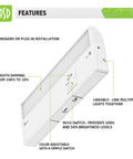 Lit 9 Inch Under Cabinet LED Lights With Dimmable Brightness Plug In Or Hardwired Install 3 Color Temperatures Features