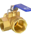 Built Tough Forged Brass Three Way Valve T Type Half Inch Bsp Thread Heavy Duty Plumbing Connector with blue T-handle