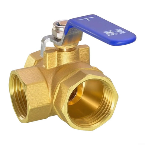 Built Tough Forged Brass Three Way Valve T Type Half Inch Bsp Thread Heavy Duty Plumbing Connector with blue T-handle