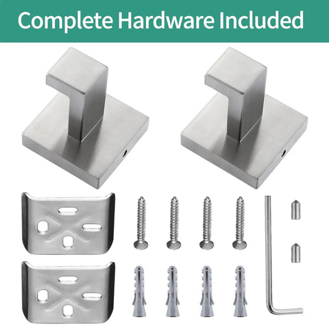 Two Pack Matte Black Bath Towel Hooks Wall Mounted Beefy Heavy Duty Stainless Steel 304 Coat Hooks Included Hardware