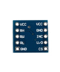 Back view of X9C104 Digital Potentiometer Module 5V 40 Ohm To 100K Adjustable Resistance for PCB integration with labeled connections.