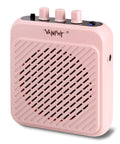 Front view of Mini 3W Rechargeable Bluetooth Guitar Amp With Dual Channel Clean And Overdrive, Portable Tiny Pink Amp, 5 Hour Battery Life.