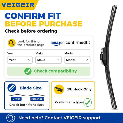 Top Shelf Front Wiper Blades 26 Inch Plus 18 Inch 2 Pack J And U Hook No Fuss Install visual guide for compatibility check.