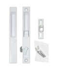 White Sliding Glass Patio Door Handle Set Flush Mount Non-Keyed With 6-5/8 Inch Screw Hole Centers DL-502 Replacement Hardware