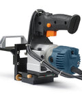 Top Shelf Palm Router Trimmer With Fixed Support Base And Adjustable Slotting Jig Bracket, close-up view of motor and handle.