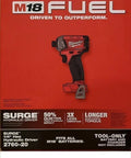 M18 FUEL Surge 18-Volt Brushless Cordless One Quarter Inch Hex Impact Driver Tool-Only packaging image.