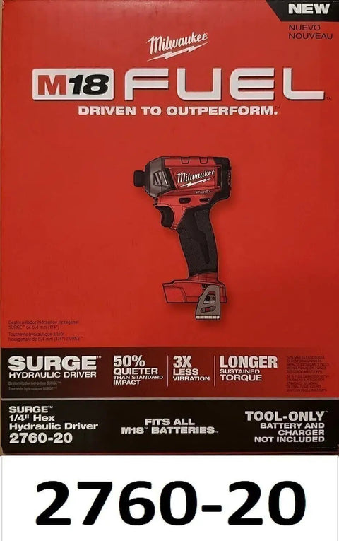 M18 FUEL Surge 18-Volt Brushless Cordless One Quarter Inch Hex Impact Driver Tool-Only packaging image.