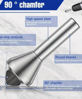 4 Piece Deburring Drill Bit Set Knocks Out Burrs Smooth With These Hella Precise 90 Degree Countersink Bits For Metal Wood Plastic Projects round shank, high speed steel material.