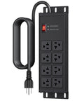 Heavy Duty Surge Protector Power Strip With Eight Outlets 20 Amp 12 Gauge Metal Industrial Bar 6 Ft Cord 6 20R T Slot