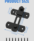 Matte Black Stainless Steel Sliding Barn Door Lock Kit With 180 Degree Flip Latches And Door Bolt Locks Product Size Diagram