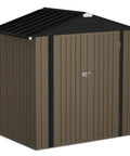 Sturdy Metal Outdoor Storage Shed 6 By 4 Ft With Lockable Door Waterproof Garden Tool Storage House For Backyard Pad Patio And Lawn Brown Heavy Duty Steel Construction For Long Lasting Weather Resistance And Extra Security