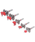Top Shelf Forstner Drill Bit Kit For Precision Woodworking And Furniture Crafting features 5 alloy hole cutters sized 15-35mm.