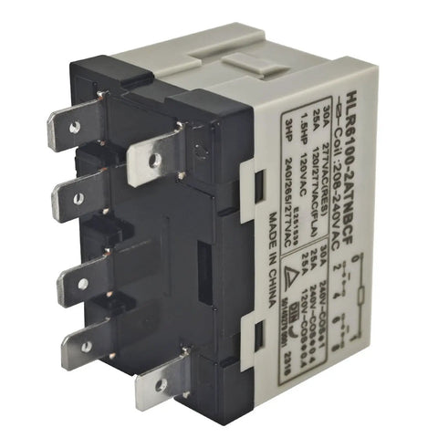 Beefy High Voltage Compressor Relay 208 240VAC And 277VAC Compatible 30 Amp 6 Pin DPST NO Electrical Relay with quick connect