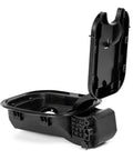 Beefy Abs Plastic Fuel Tank Filler Pipe Housing And Gas Cap Fuel Door Assembly With Reinforced Spring, open view.