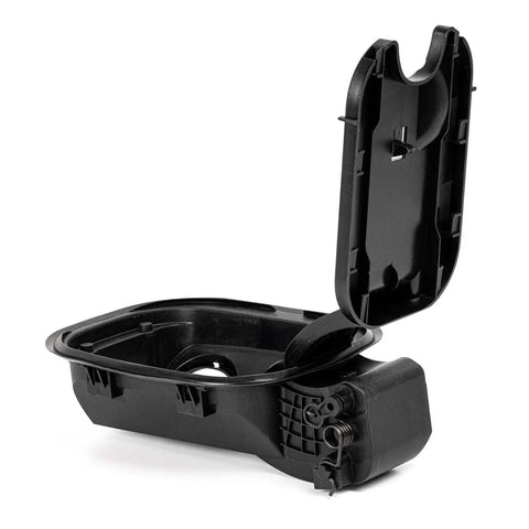Beefy Abs Plastic Fuel Tank Filler Pipe Housing And Gas Cap Fuel Door Assembly With Reinforced Spring, open view.