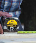 Heavy Duty 1 Inch Wide Tape Measure, 25 Foot Length With PowerLock Style, durable steel blade, bright yellow vinyl case