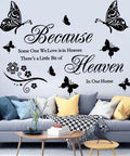 Heavenly Love Quotes Wall Decals Set Peel And Stick Vinyl Memorial Wall Art For Home Remembrance With Butterflies and Flowers