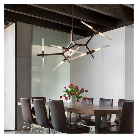 Post-Modern Nordic Pendant Light Herringbone Contemporary Living Room Dining Room Dimmable G9 Bulb Hanging Lamps LED in modern dining space
