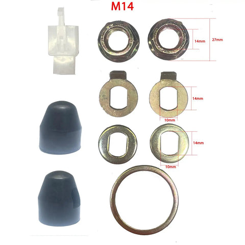 Heavy Duty Hub Motor Nut Kit With Safety Washers For 14mm Shafts, Spacer And Nut Cover For Electric Bikes, Compatible With 250W 500W Motors, Durable Steel And Rubber Build, Easy Replacement, Tight Fit And Lasting Protection