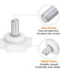 Close-up of 10pcs Star Knobs M6 X 12mm Threaded Studs For 25mm White Plastic 6 Point Heads showing threads and durability features.