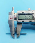 Digital caliper measuring 5mm spring clip from 30 Pack Lawn Chair Webbing Clips For Lounge Chairs And Macrame Chair Frames